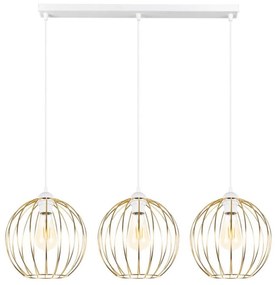 Luster na lanku MATT 3xE27/60W/230V biela/zlatá