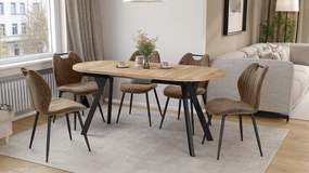 Mazzoni ALMO Dub Craft zlatý / čierne nohy - OVÁLNY ROZKLADACÍ STÔL 140-240 cm PRE 10-12 OSÔB