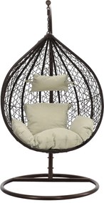 CH ZÁVESNÁ STOLIČKA HNEDÁ, VANKÚŠ – BEŽOVÁ, RÁM – HNEDÁ 118X107XD68CM