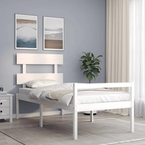 Rám postele s čelom biely 3FT jednolôžko masívne drevo 3195317