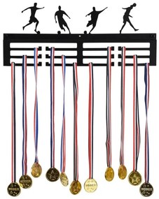 Nástenný vešiak na medaily FUTBALISTI čierny