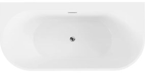 Mexen Oval+, voľne stojaca vaňa ku stene 170 x 80 cm, biela lesklá, chrómový prepad, 52681708000-01