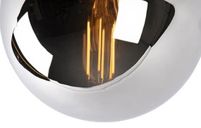 Stropné svietidlo v štýle Art Deco čierne s dymovým sklom - Pallon