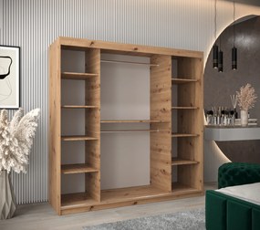 Šatníková skriňa 200 cm Mokka (dub artisan). Akcia -19%. Vlastná spoľahlivá doprava až k Vám domov. 1126035