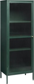 Zelená kovová vitrína Unique Furniture Bronco, výška 160 cm