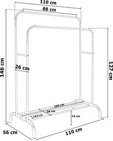 Dvojitý vešiak BENI 110 cm čierny