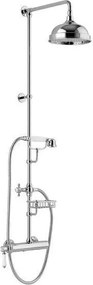 Mosadzná sprchová súprava v lesklo striebornej farbe s batériou s hlavovou sprchou a ručnou sprchou 127 cm Vienna – Sapho