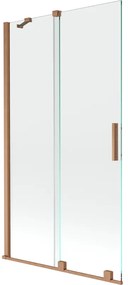 Mexen Velar, 2-krídlová posuvná vaňová zástena 100 x 150 cm, 8mm číre sklo, medená matná, 896-100-000-01-65