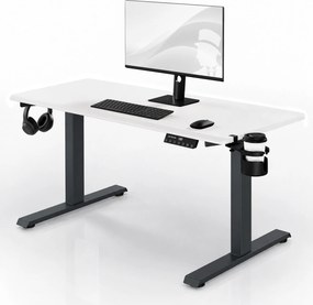 Elektrický stôl s nastavením výšky ergonomický antracitovo-bieli, 1400x700 mm: ARIA