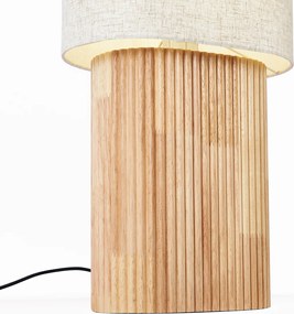 Japandi stojacia lampa drevená s ľanovým tienidlom 90 cm - Lamel