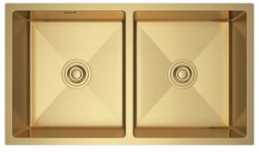 Erga HD, 2-komorový oceľový drez 800x450x210 mm, zlatá, ERG-MLS-HD8045G