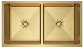 Erga HD, 2-komorový oceľový drez 800x450x210 mm, zlatá, ERG-MLS-HD8045G