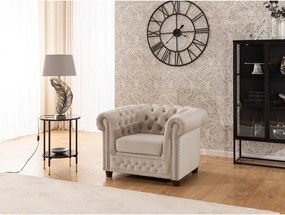 Béžové zamatové kreslo chesterfield York Blik – Ropez