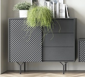 Skrinka so zásuvkami Raven, čierna