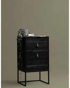 Čierny nočný stolík so zásuvkou a dvierkami WOOOD Zola