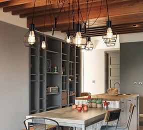 Závesné svietidlo H85 industrial, klietka 7 74196 - kov - Čierna