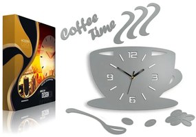 Nástenné hodiny Coffee svetlo šedé