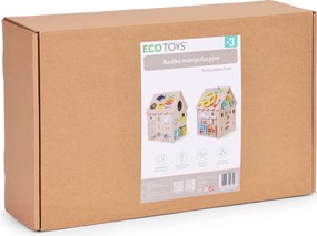Drevený manipulačný domček ECOTOYS XXL – edukatívna hračka a organizér 30 aktivít (3+)