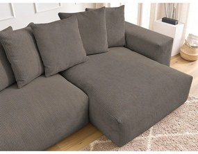 Taupe menčestrová rozkladacia/s úložným priestorom rohová pohovka Voltaire – Bobochic Paris