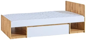 Jednolôžková posteľ  typ AR9 90x195 cm Alishia (biela + dub wotan). Akcia -21%. Vlastná spoľahlivá doprava až k Vám domov. 1040732