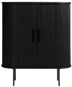 Čierna skrinka v dekore duba s posuvnými dverami 100x118 cm Nola – Unique Furniture