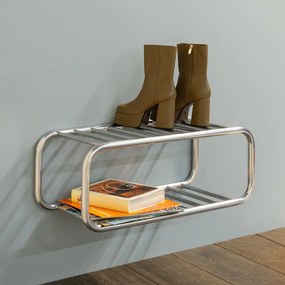 Kovová závesná skrinka na topánky v striebornej farbe 72x28x35 cm Retro – Spinder Design