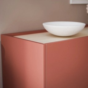 KOMODA LUCCA TROJDVEROVÁ CERAMIC RED / DUB LINEA 144 cm