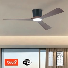 ZEVENTI - LED stropný ventilátor AUREX LED/24W/230V Wi-Fi Tuya čierna/orech + diaľkový ovládač