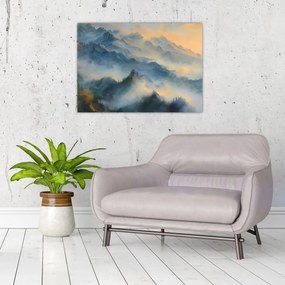 Sklenený obraz - Maľovaná horská krajina (70x50 cm)