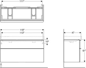 Geberit 500.356.00.1-Kúpeľňová skrinka pod dvojité umývadlo Smyle Square 61,7x118,4 cm biela