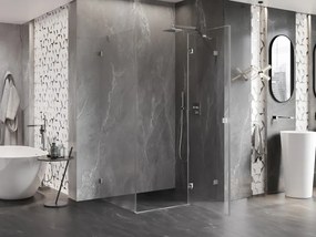 Mexen Lunar, pravostranný výklopný sprchový kút 75 x 90 cm, 8mm číre sklo, oceľový profil, 834-075-090-97-00-P