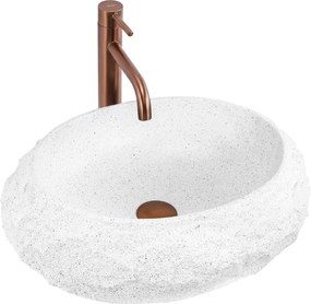 Rea Mika, oválne umývadlo na dosku, 500x380x150mm, biela-imitácia kameňa, REA-U3223