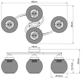 Globo 15663-4D - Prisadený luster PABLO 4xE27/60W/230V