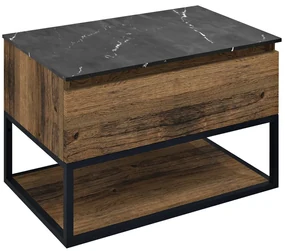 Sapho Sapho, SKARA umývadlová skrinka 80x50x45cm, čierna mat/dub collingwood, CG008-1919