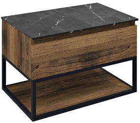 Sapho Sapho, SKARA umývadlová skrinka 80x50x45cm, čierna mat/dub collingwood, CG008-1919