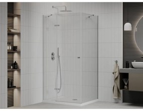 Mexen Roma, sprchovací kút 80 (dvere) x 70 (stena) cm, 6mm číre sklo, chrómový profil + slim sprchová vanička 5cm, 854-080-070-01-00-4010