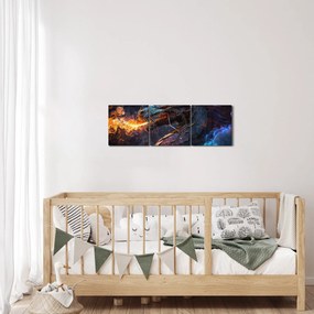 Obraz - Drak pľuvajúce plamene (s hodinami) (90x30 cm)