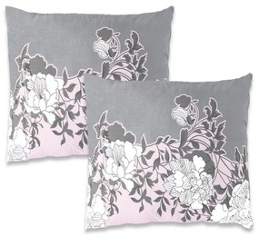 XPOSE® Bavlnená obliečka na vankúš YVONA - sivá/ružová 40x40 cm 2ks