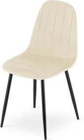 Set dvoch jedálenských stoličiek PADVA zamatové béžové / čierne nohy (2 ks)