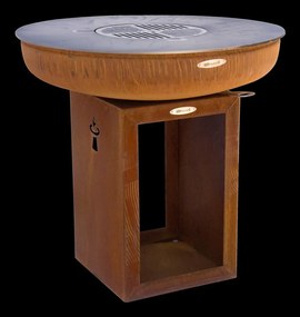 Hnedý vonkajší gril na drevené uhlie Remundi Carus M, výška 80 cm