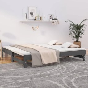 Rozkladacia denná posteľ sivá 2x(80x200) cm borovicový masív 823386