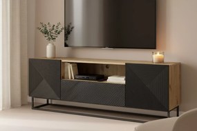 TV stolík Asha 167 cm so zásuvkou a kovovou konštrukciou - artisan / čierny mat