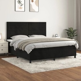 Posteľný rám boxspring s matracom čierny 180x200 cm zamat 3143099