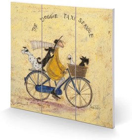 Obraz na dreve Sam Toft - The Doggie Taxi Service, (30 x 30 cm)