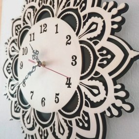 SENTOP | Drevené nástenné hodiny Mandala – Elegantný 3D dizajn | SENTOP PR0375 MDF-playwood analógové