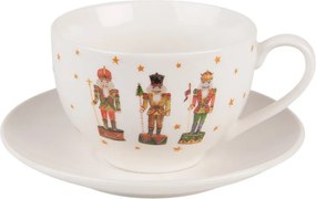 Porcelánová šálka s tanierikom s Luskáčikmi Happy Little Christmas - 12*9*6 cm / Ø 14*2 cm / 200 ml