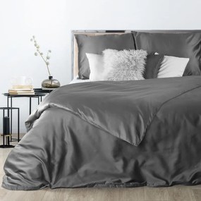 Luxusné posteľné obliečky z bavlneného saténu tmavo sivej farby 3 časti: 1ks 180x200 + 2ks 70 cmx80