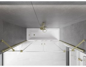 Mexen Velar Duo, 2-krídlová posuvná vaňová zástena 200 x 150 cm, 8mm číre sklo, zlatý matný profil, 896-200-000-02-55