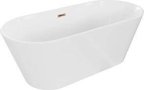 Mexen Flavia, voľne stojaca vaňa 170 x 75 cm, biela, ružové zlato prepad, 54031708000-60