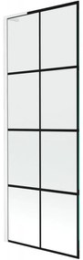 Mexen Next L, 1-krídlová vaňová zástena 70 x 150 cm, 6mm číre sklo-čierny vzor, biely profil, 895-070-000-03-77-20